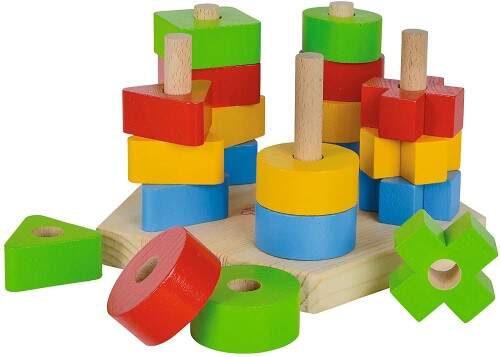 Tablero de madera con 21 formas geométricas, juegos y juguetes para bebés
                                     desde 15 meses