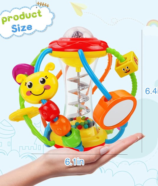 Juguetes para bebés de 0 a 6 meses, sonajeros para bebés, pelota de  actividades, juguetes para bebés, agitador, sonajero para agarrar y girar,  juguetes educativos para gatear para bebés de 3, 6