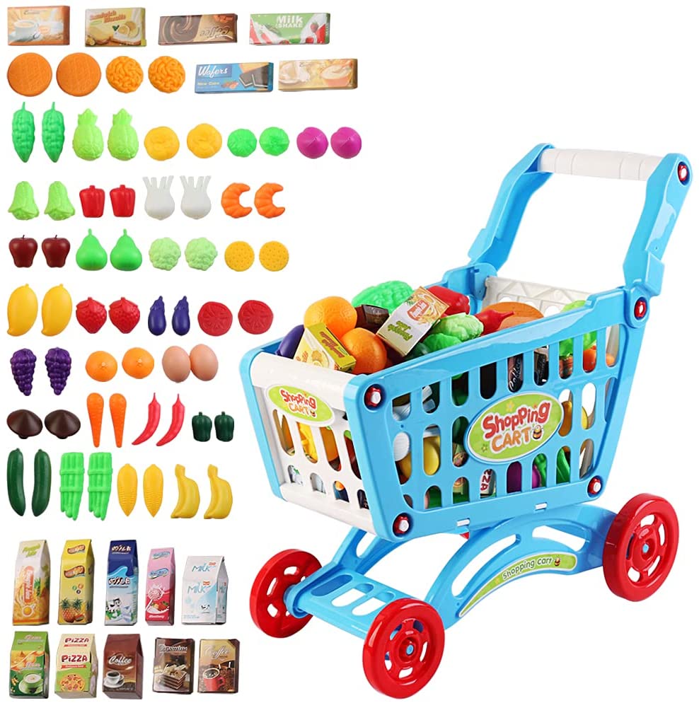 Carrito de compra de vivos colores muy resistente, juegos y juguetes para bebés desde
                             doce meses