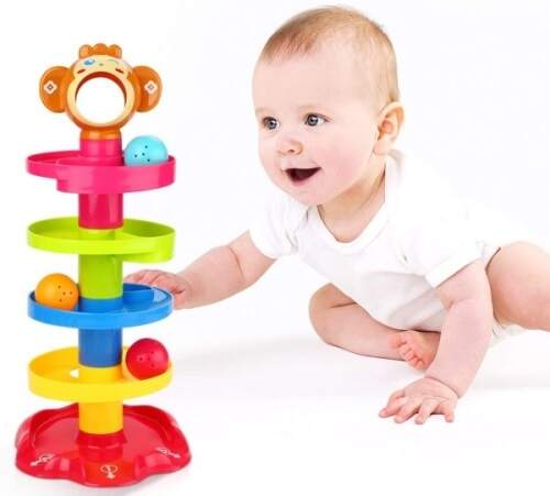 Circuito de bolas de colores con tobogán en espiral para tu bebé,
                             juegos y juguetes para bebés desde 7 meses 