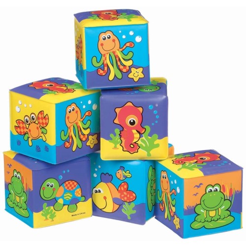 Cubos Blandos para el Baño, 6 Piezas, Con Animales Multicolores
                             juguetes para bebés desde 8 meses